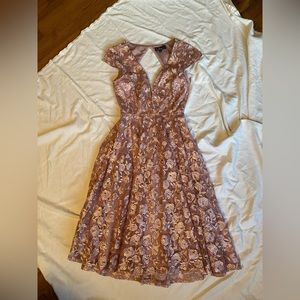 Gently worn pink floral knee-length dress